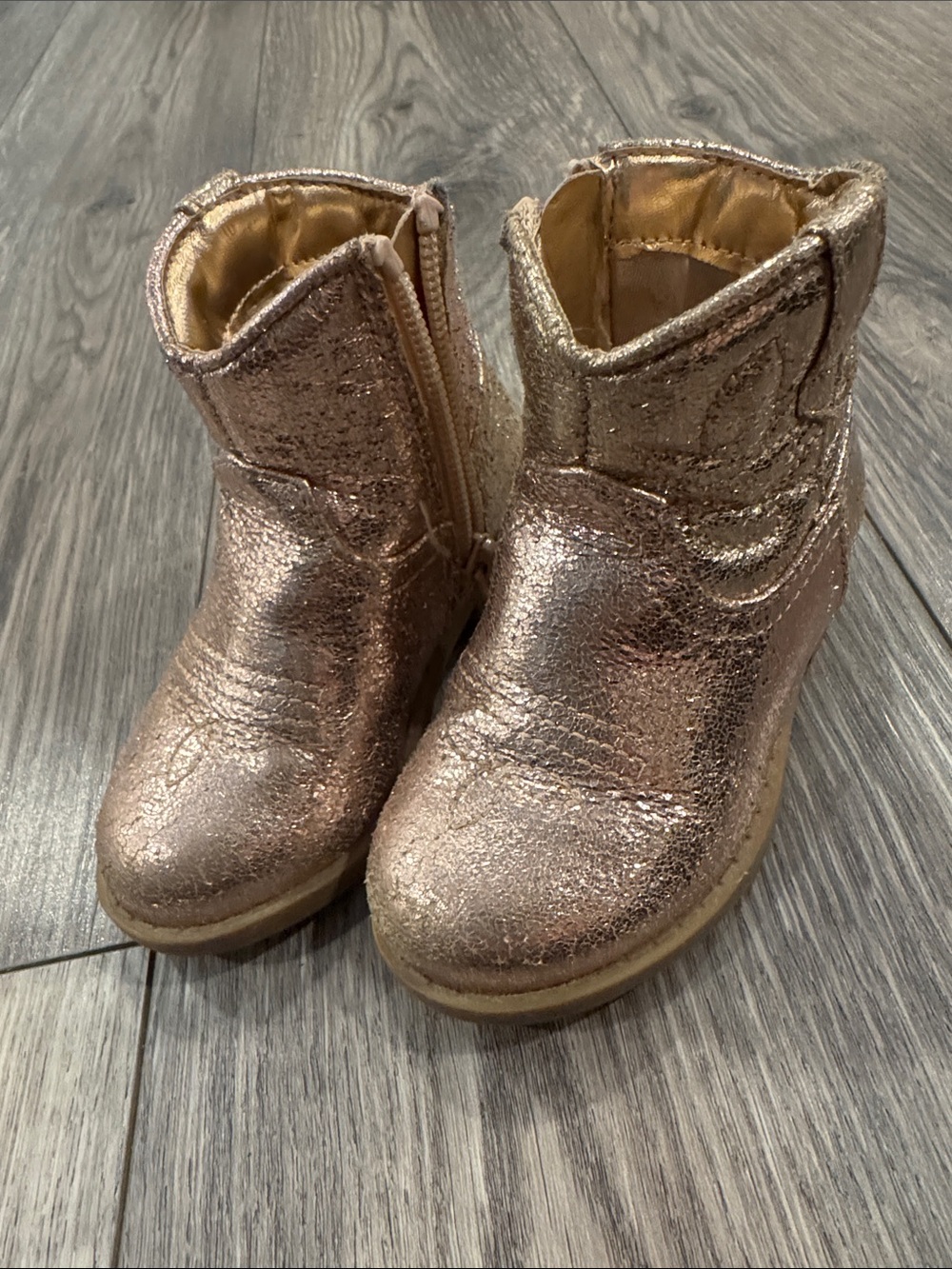 Jumping Beans Toddler Girl Metallic Rose Gold Cowgirl Boots